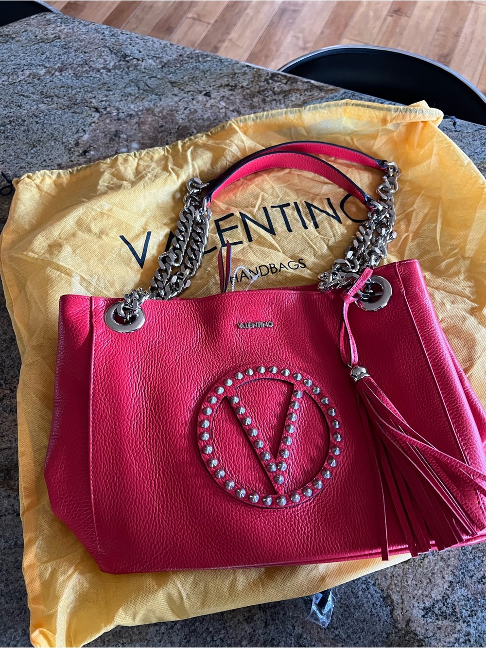 Mario Valentino Stud red Shoulder Bag